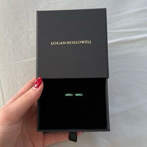 Logan Hollowell • Baby French Pavé Colombian Emerald Hoops
